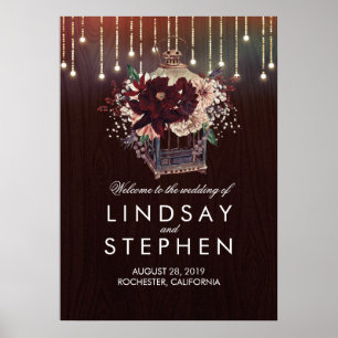 Affiche de bienvenue Mariage de la lanterne floral