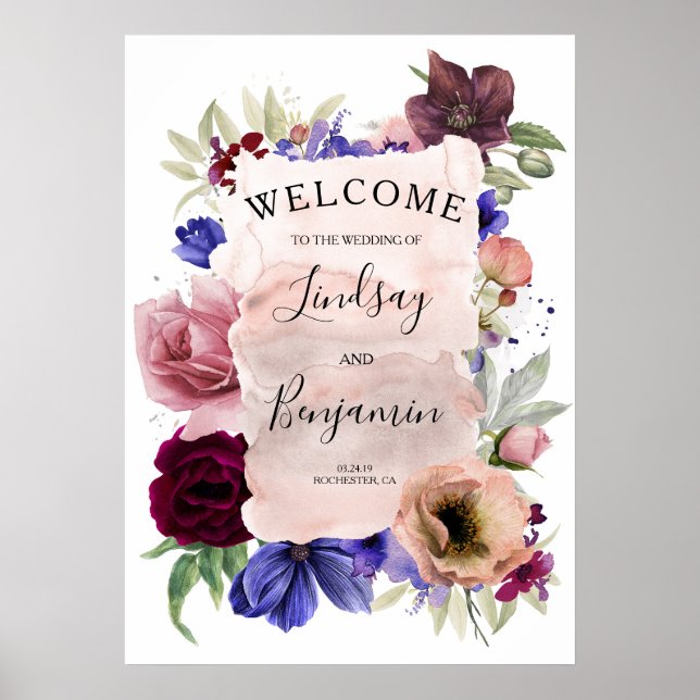 Affiche de bienvenue Mariage de la marine Blue Blu (Devant)