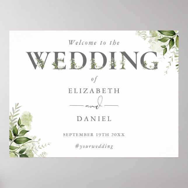 Affiche de bienvenue Mariage de la typographie flo (Devant)