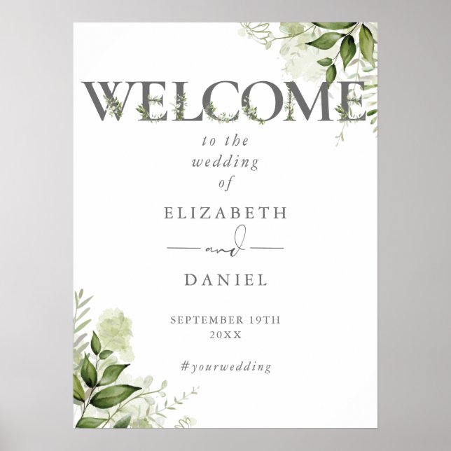 Affiche de bienvenue Mariage de la typographie flo (Devant)