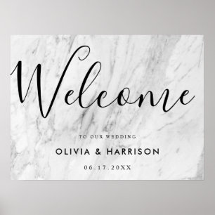 Affiche de bienvenue Mariage de Marbre blanc de sc