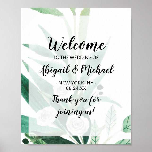 Affiche de bienvenue Mariage de Monnaie Botanique  (Devant)