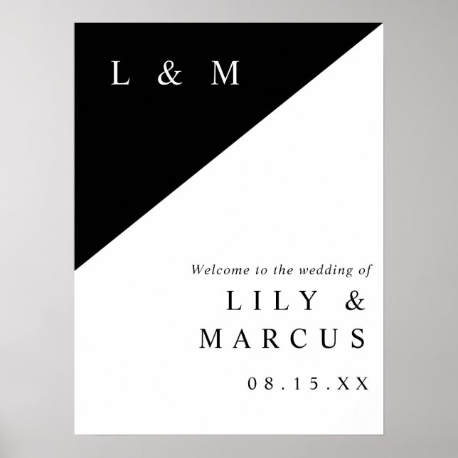 Affiche de bienvenue Mariage de Monogramme Chic No (Devant)