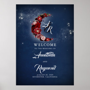 Affiche de bienvenue Mariage de Navy Blue et Burgu