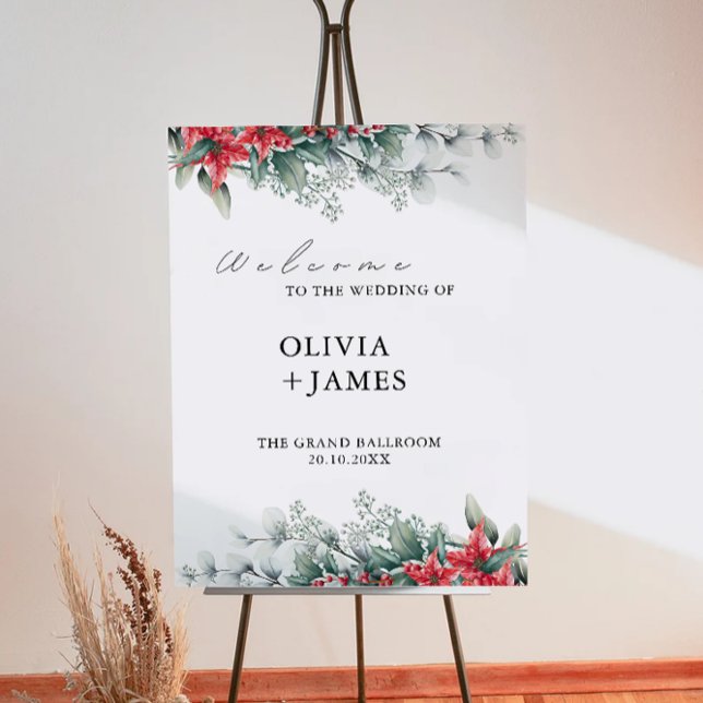 Affiche de bienvenue Mariage de Noël (Christmas Wedding Welcome Sign
)