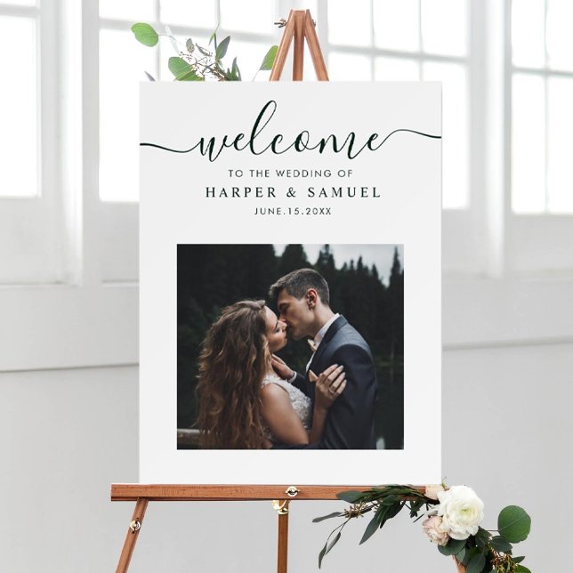 Affiche de bienvenue Mariage de photo Chic Green S (Créateur téléchargé)