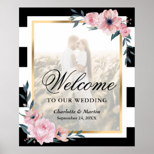 Affiche de bienvenue Mariage de photo noir blanc r