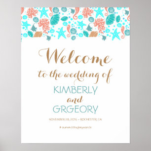 Affiche de bienvenue Mariage de plage Nautical Oce