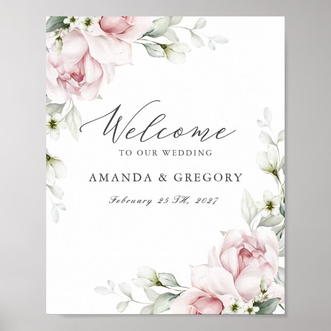 Affiche de bienvenue Mariage de Roses Roses Roses  (Devant)