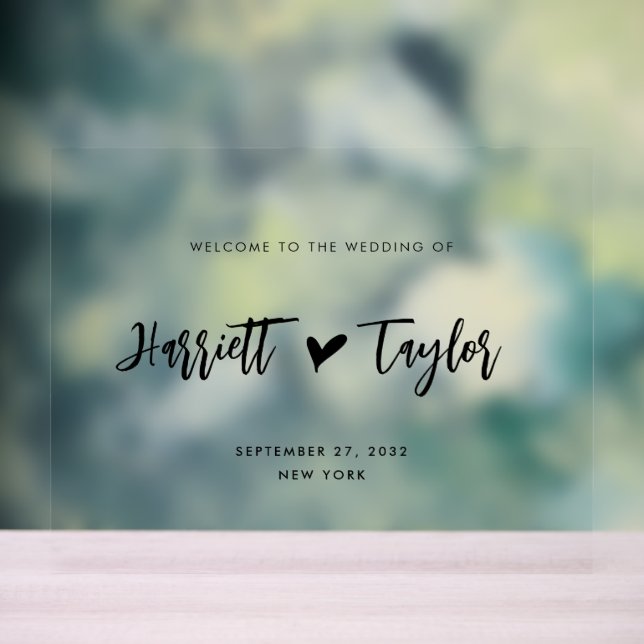 Affiche de bienvenue Mariage de script de coeur si (Neutre)