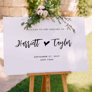 Affiche de bienvenue Mariage de script de coeur si