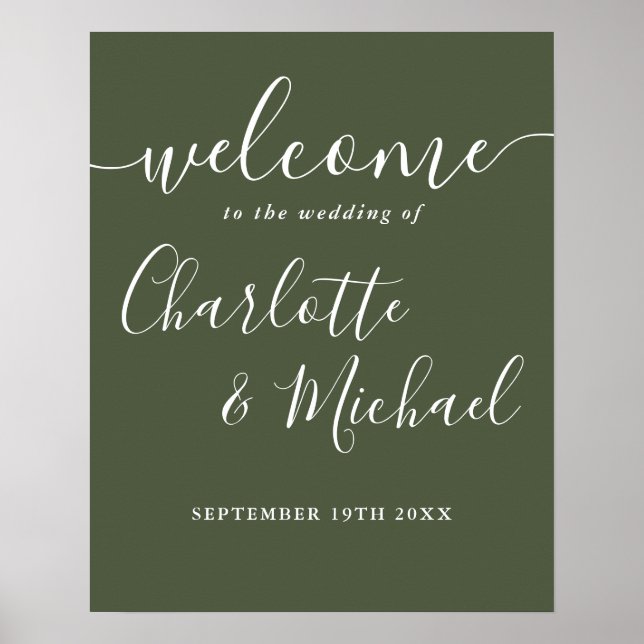 Affiche de bienvenue Mariage de script de signatur (Devant)