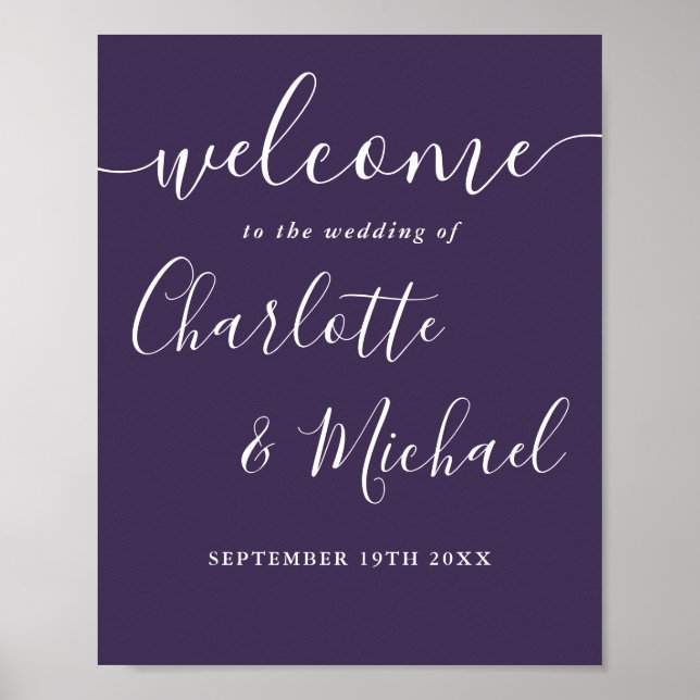 Affiche de bienvenue Mariage de script de signatur (Devant)