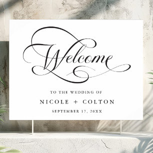Affiche de bienvenue Mariage de script élégant noi