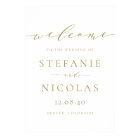 Affiche de bienvenue Mariage de script Gold Dainty