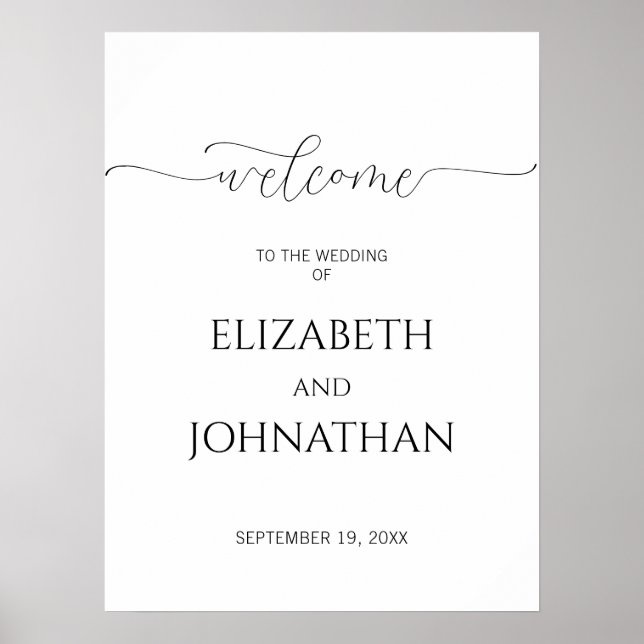 Affiche de bienvenue Mariage de script minimal sim (Devant)