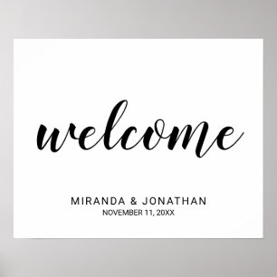 Affiche de bienvenue Mariage de script moderne