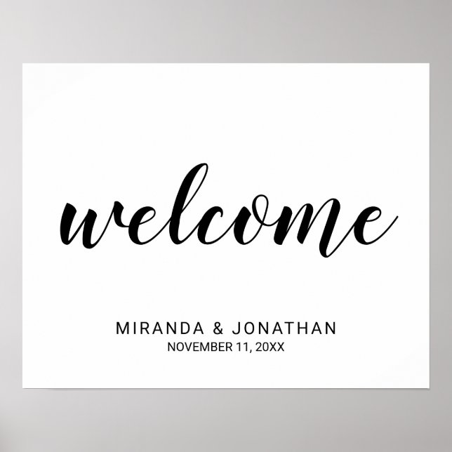 Affiche de bienvenue Mariage de script moderne (Devant)