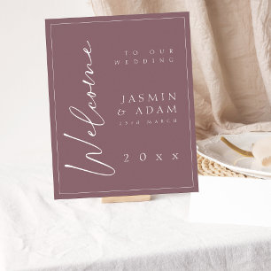 Affiche de bienvenue Mariage de script purple de p