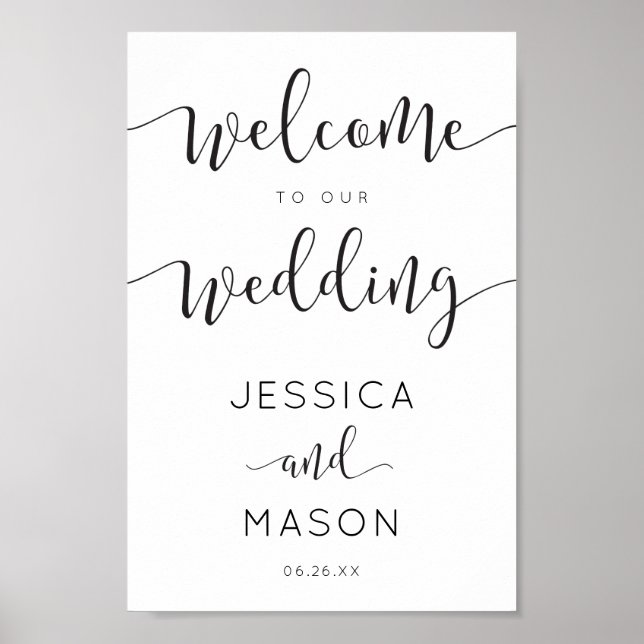 Affiche de bienvenue Mariage de script rustique (Devant)