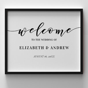 Affiche de bienvenue Mariage de script simple et é