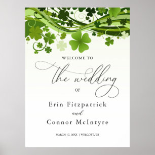 Affiche de bienvenue Mariage de Shamrock irlandais