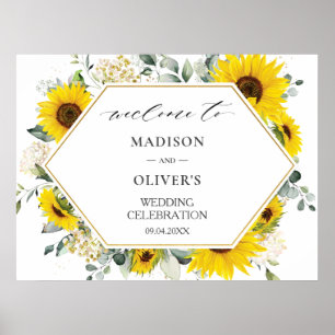 Affiche de bienvenue Mariage de tournesol chic
