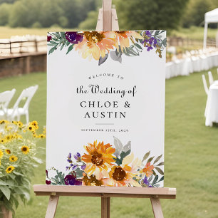 Affiche de bienvenue Mariage de tournesol Fleur sa