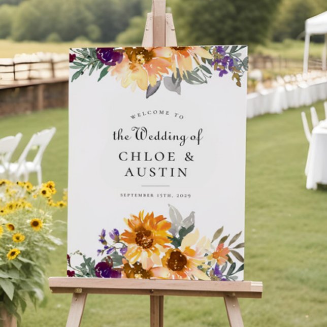 Affiche de bienvenue Mariage de tournesol Fleur sa (Créateur téléchargé)