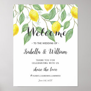 Affiche de bienvenue   Mariage d'été Boho Lemon mo
