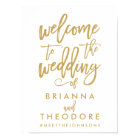 Affiche de bienvenue Mariage d'or lettres main chi