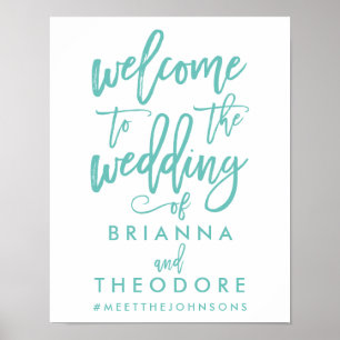 Affiche de bienvenue Mariage d'or lettres main chi