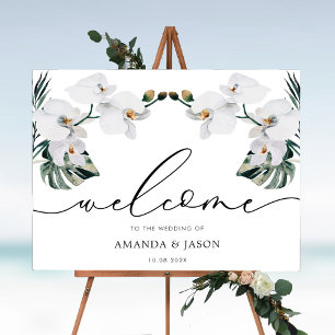 Affiche de bienvenue Mariage d'orchidées florales 