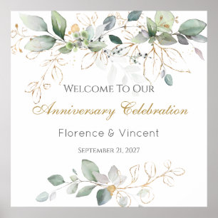 Affiche de bienvenue Mariage du feuillage vert