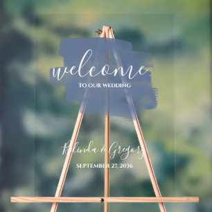 Affiche de bienvenue Mariage Dusty Blue Watercolor