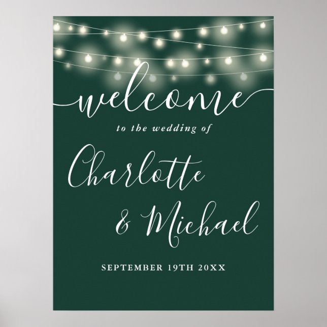 Affiche de bienvenue Mariage Emerald Green String  (Devant)