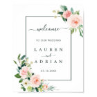 Affiche de bienvenue Mariage en fleur rose vierge