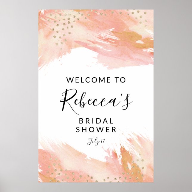 Affiche de bienvenue, Mariage et douches Blush et  (Devant)