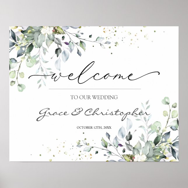Affiche de bienvenue Mariage Eucalyptus (Devant)