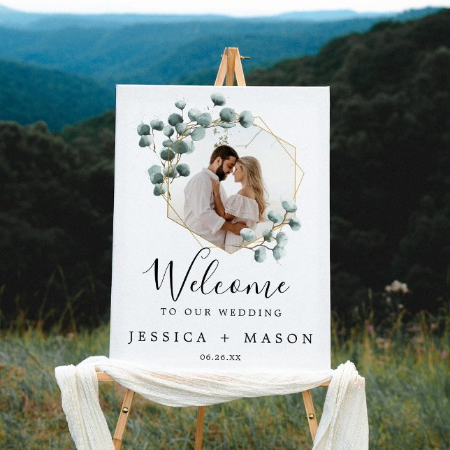 Affiche de bienvenue Mariage Eucalyptus Green avec (Créateur téléchargé)