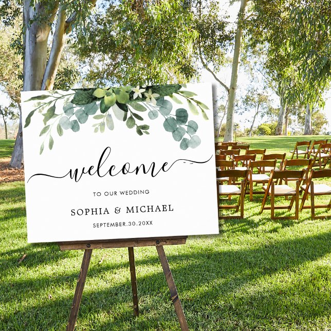 Affiche de bienvenue Mariage Eucalyptus Greenery (Créateur téléchargé)