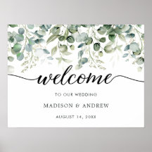 Affiche de bienvenue Mariage Eucalyptus Greenery