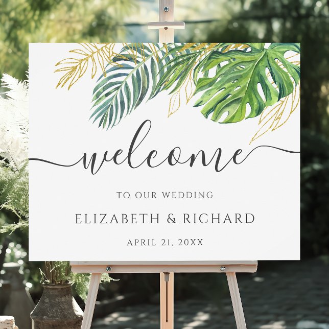Affiche de bienvenue Mariage Feuille de palme sauv (Créateur téléchargé)