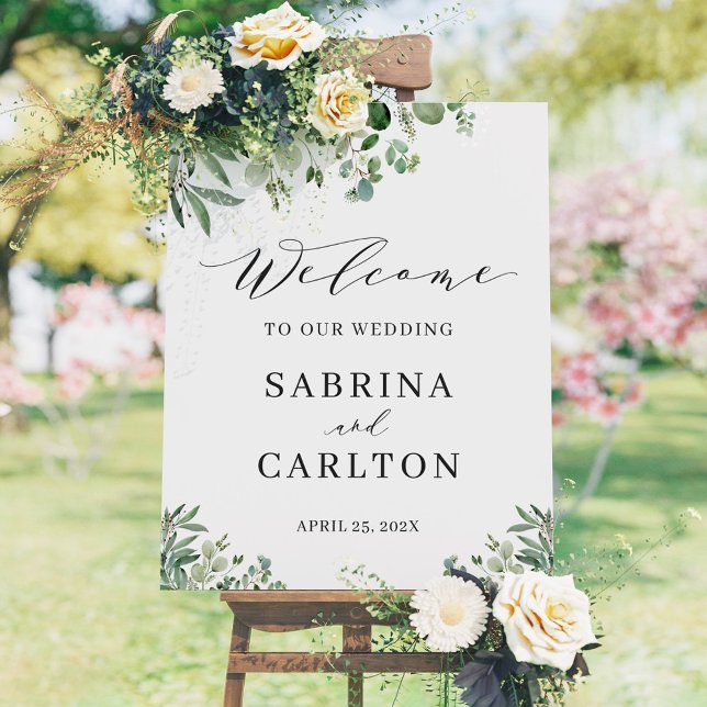 Affiche de bienvenue Mariage Feuille Eucalyptus (Créateur téléchargé)