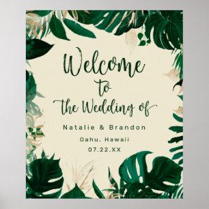 Affiche de bienvenue Mariage Feuille tropicale mod