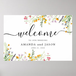 Affiche de bienvenue Mariage fleur sauvage