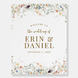 Affiche de bienvenue Mariage Fleur sauvage aquarel