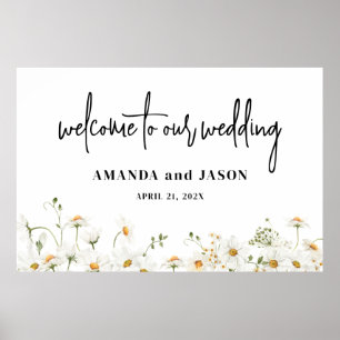 Affiche de bienvenue Mariage Fleur sauvage Daisy