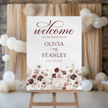 Affiche de bienvenue Mariage Fleur sauvage d'autom