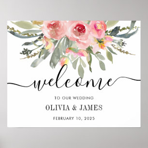 Affiche de bienvenue Mariage Floral Blush Pink